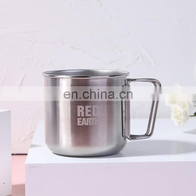 420ml Camp Series High Quality Folding Handle Single Wall Lid Coffee Water Mug