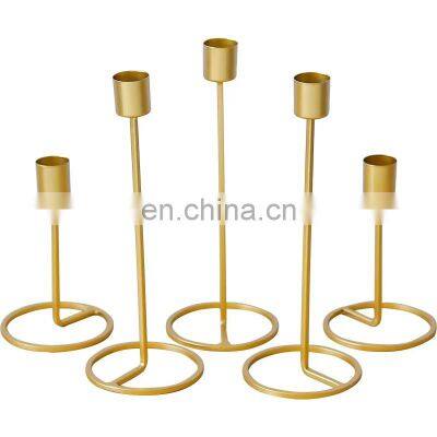 European wedding Luxury Thin Pillar Centerpieces Candle Holders Decorative Gold Iron Candlestick  holders for Home Decorative