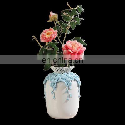 White ceramic floor decorative flower vases