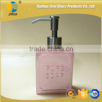 200ml Rectangular Pink Glass Soap Bottle