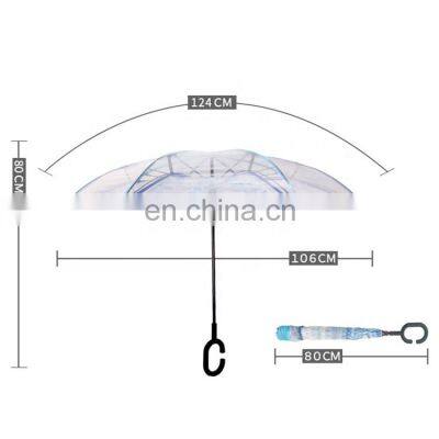 Creative Transparent Reversible Rain Umbrella With Logo Prints photo-4