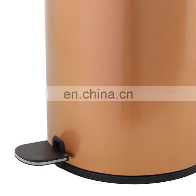 8L 12L Thin Lid Pedal Bin Bathroom Decorative Foot Pedal Bin Without Handle Indoor Soft Close Metal Waste Bin photo-4