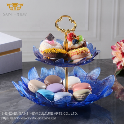 SAINT VIEW 2022 Butterfly Crystal Double-deck Dessert Cake Candy Display Rack Party Wedding Tray Table Centerpiece photo-4