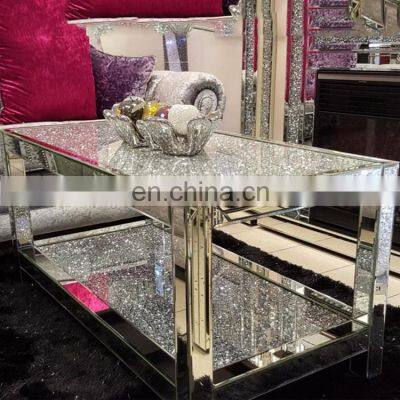 new design ethiopian luxury modern nordic living room furniture square glass mirror diamond top coffee table