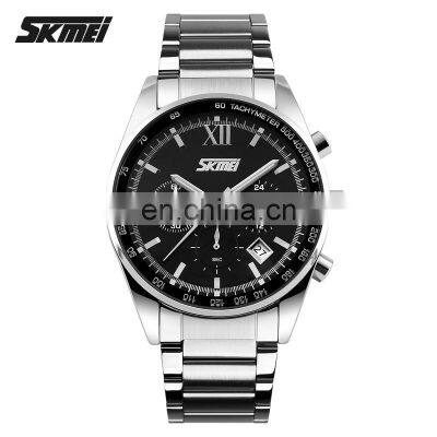 SKMEI 9096 Stainless Steel Quartz Analog Male Clock American Western Wristwatch Fashion Cheap Price Brand Men Watch