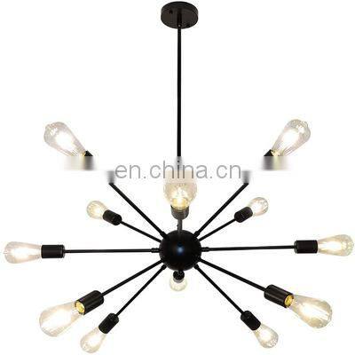 Modern Black Ceiling Light Rustic Chandelier for Bedroom Kitchen Sputnik Chandelier photo-2