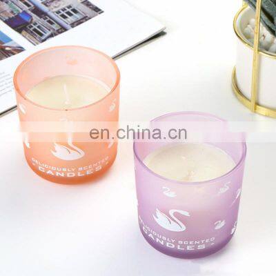 Wholesale Glass Candle Jar Cup Home Decoration Soy Wax Scented Candle Holder Stand Private Label Customized photo-4