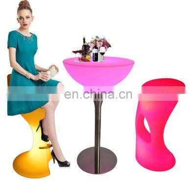 portable outdoor chair/outdoor IP65 led furniture commercial table event party wedding light up plastic high chair for bar table