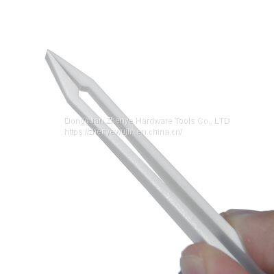 Anti corrosion and anti-static white carbon fiber plastic tweezers 93301 flat head