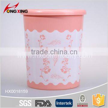 flower design plastic trash bin for household