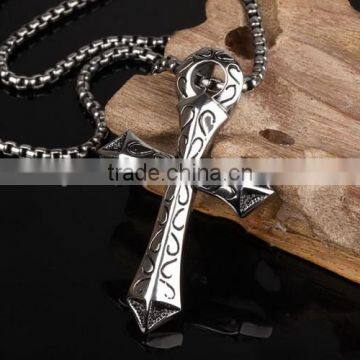 Titanium Sterling Steel Man Necklace Cross Charm Pendants Include 316L Stainless Steel Chains Paypal Accept photo-2