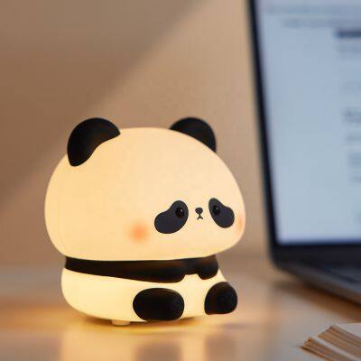 Seller cheap personalized night lightSilicone Soft Cute Panda Silicone Night Light Timing Rechargeable Light for Kids Baby