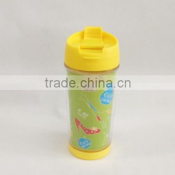 350 ML Double wall Plastic DIY travel mug paper insert changeable