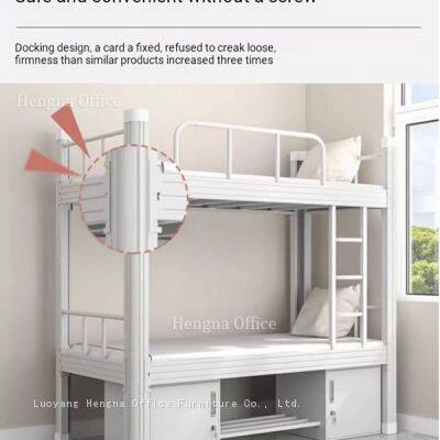 Sturdy Custom Bunk Beds HG-BB364 No-shaking Buckle Design|High Capacity Black Bunk Beds for University Student Apartment-China Factory Wholesale photo-5