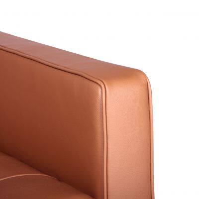 Florence Knoll Style Tufted Leather Armchair, Modern 1-Seater Sofa Chair With Stainless Steel Base for Living Room Hotel photo-4