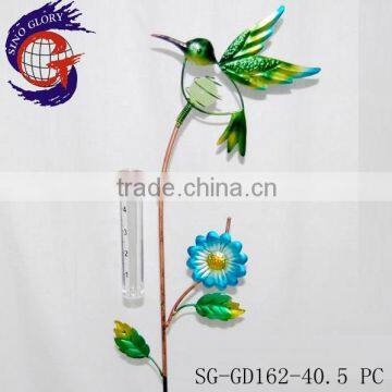 hummingbird garden decoration stake with hummingbird rain gauge stake