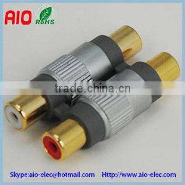 full metal jacket 2 RCA female to2 RCA female double adaptor connector