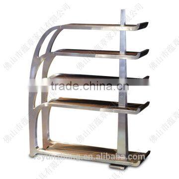 unique design stainless steel wooden movable bookshelf