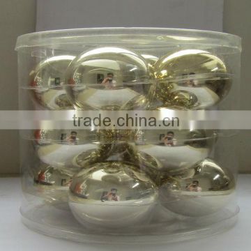 golden christmas ball 8cm,yellow glass ball christmas ornaments