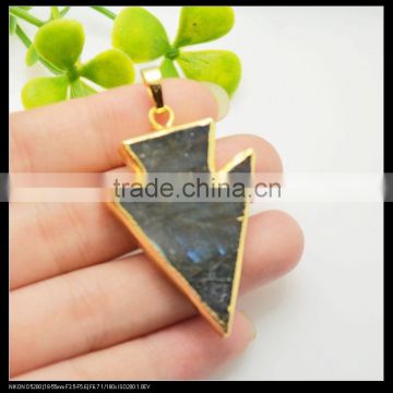 LFD-0079P ~ Wholesale New Labradorite Druzy Pendant Beads Arrow Head Gold Plated Color Druzy Gem Stone Jewelry