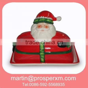 Ceramic christmas santa cheese plate