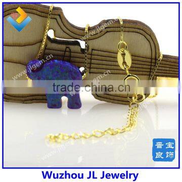 Fashion New Lucky Synthetic Elephant Opal Gemstone 925 Silver 18K Gold Jewelry photo-5