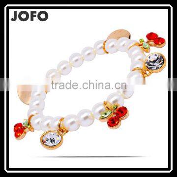 New Summer Fashion Pearl Beads Charm Bracelet Little Cherry Bangle Hot