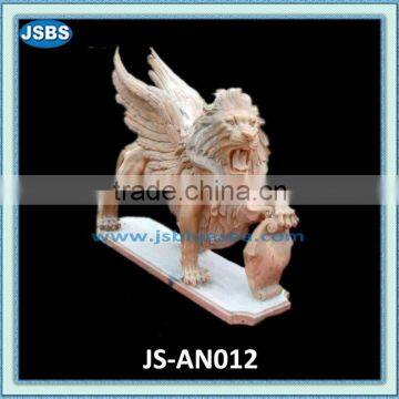 Red marble lion statue with wing