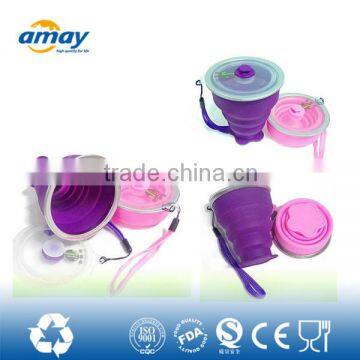 hot selling microwaive bpa free collapsible silicone foldable cup