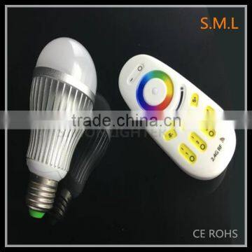 9w e27 plastic plus aluminum rgb led light bulb for home lighting
