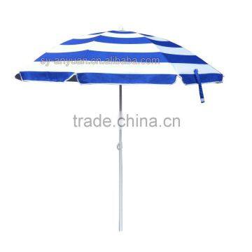 1.8m standard size blue white stripe polyester fabric outdoor beach umbrella parasol