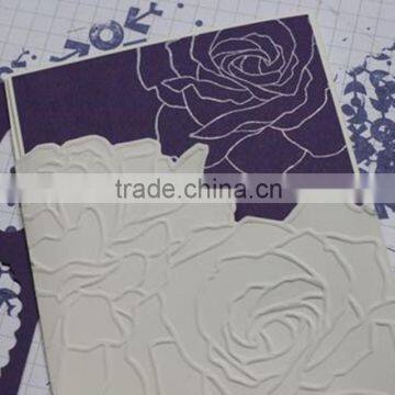 New Arrival Romantic Rose Style White & Purple Embossed Wedding Invitations photo-2