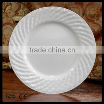 customed embossed round porcelain plate