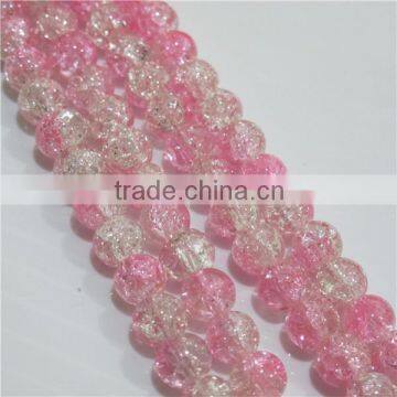 4mm round double color crackle glass bead RGB018