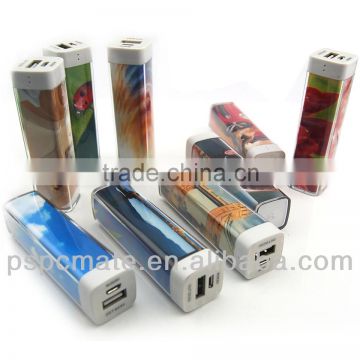 Full color printing designer shaped rechargeable lipstick power bank 2200mah-2800mah