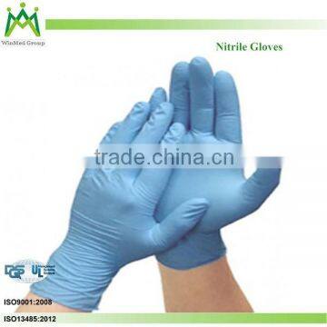 Blue powder free disposable rubber glove