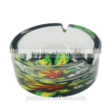 Wholesale new GT-1103 design cheap clear glass ashtray round glass ashtray with decal