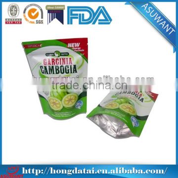 biodegradable glossy aluminium foil stand up pouch for fruits packaging with tear notch