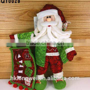 hot sell 2014 Christmas ornament green clothes santa claus christmas indoor decoration