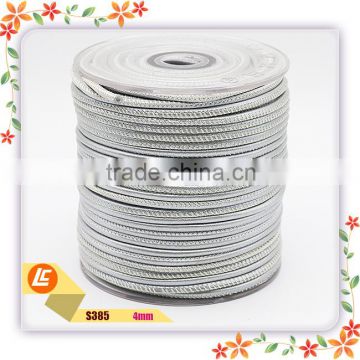 High Qualiry Metallic Silver 3mm Real Lamb Leather Cord