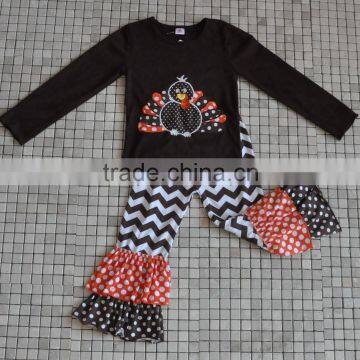 Delicate Boutique Turkey Embroidery Children Thanksgiving Clothing
