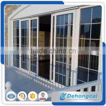 White frame double Sliding PVC window,office interior glass sliding window