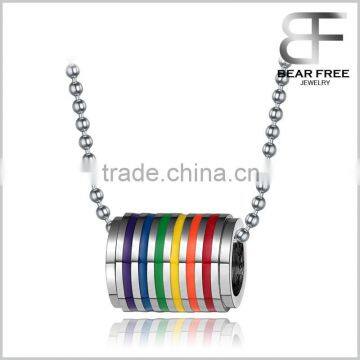 Stainless Steel Rainbow Loop Necklace Pendant for Men and Women Gay Pride Jewelry with Chain