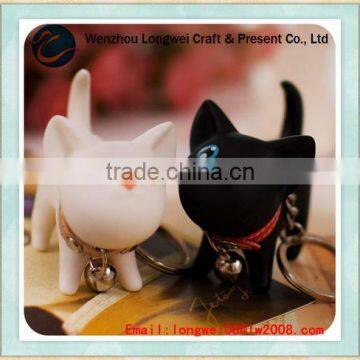 white and black cat pvc keychain/coin holder key chain/plastic keyring