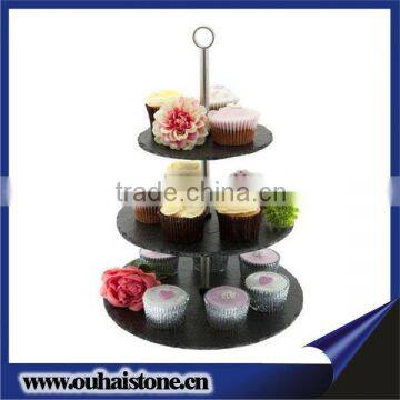 2012 hot sale cake stand with natural material slate plate