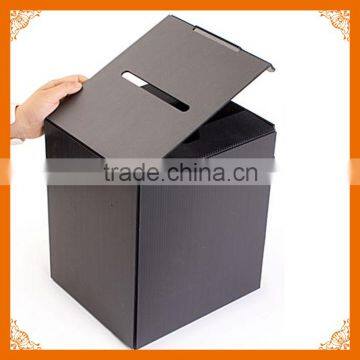 black corrugated cardboard ballot box