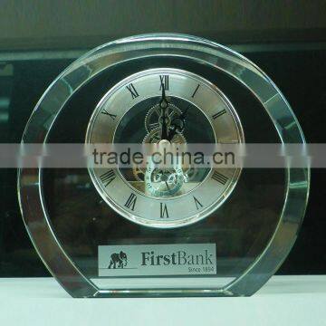 Customized Logo Engraved Jade Crystal Mechanical Clock For Home Deocr