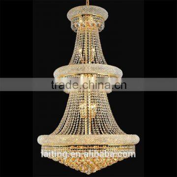 Suspension Pendant Light Gold Frame Large Cheap Crystal Chandeliers for Hotel Foyer