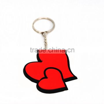 Customize 3D logo Soft/Silicone/Rubber love shape keychain for accessory