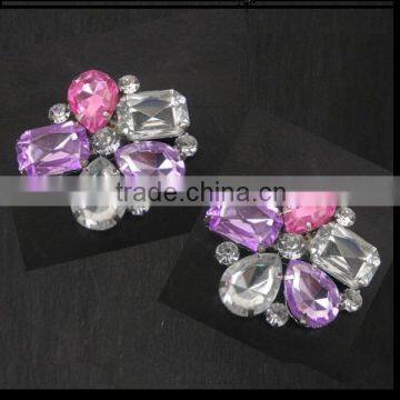 wholesale elegant metal rhinestones faux diamond shoe clip accessories for bridal wedding <DSCA4385>